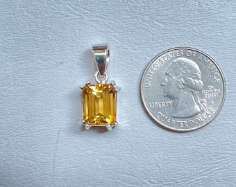 High Quality Citrine Faceted Pendant, 925 Sterling Silver Pendant, Natural Citrine Jewelry, Anniversary Gift, Handmade Pendant,Facet Pendant