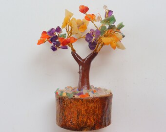 Handmade Rainbow Chakra Tree, 7 Chakra Tree, 60 Stone Gemstone Tree, Gem Tree, Crystal Tree Tree of Chaka Crystal Tree Chakra Tree Sculpture