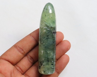 Varita de prehnita con epidota, varita de prehnita natural, piedra de prehnita, chakra del corazón, piedra de meditación, regalo para ella: piedra de masaje de prehnita