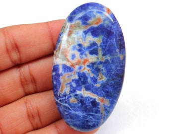 Sodalietpalmsteen, natuurlijke sodalietpalmsteen, sodaliethartsteen, sodalietcabochon, getrommelde sodalietsteen, sodaliet zorgensteen.