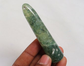 Varita de prehnita con epidota, varita de prehnita natural, piedra de prehnita, chakra del corazón, piedra de meditación, regalo para ella: piedra de masaje de prehnita