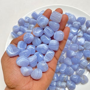 Blue Lace Agate Tumbled Stone, Natural blue lace agate Stone, Blue Lace From Namibia, Throat Chakra, Calming Stone Healing Crystal and Stone