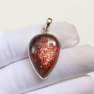 Rare Iolite Sunstone Silver Pendant, 925 Sterling Silver Pendant, Natural Iolite Jewelry, Iolite with Sunstone Sparkles, gemstone pendant.