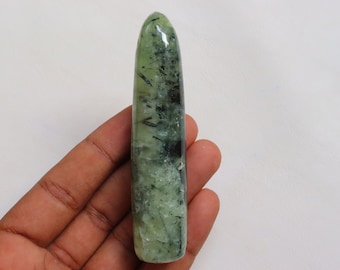Varita de prehnita con epidota, varita de prehnita natural, piedra de prehnita, chakra del corazón, piedra de meditación, regalo para ella: piedra de masaje de prehnita