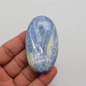 High Quality Blue Kyanite Palm Stone, Natural Silvery Blue Kyanite, Communication Stone, Blue Kyanite Gemstone For Rebalance, Throat Chakra