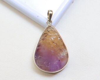 Hermoso colgante de plata con drusa de ametrina, colgante de plata de ley 925, joyería de ametrina natural, regalo de aniversario, colgante hecho a mano.