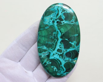 Cabujón de malaquita crisocola de terciopelo único de gran tamaño, malaquita crisocola de diseño, malaquita natural, piedra suelta para hacer joyas.