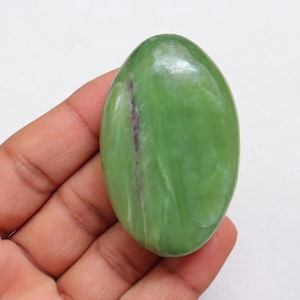 Superb! Shiny Green Kammererite Palmstone, Natural Kammererite Stone, Polished Kammererite Stone, Gift for Her, Third Eye Chakra