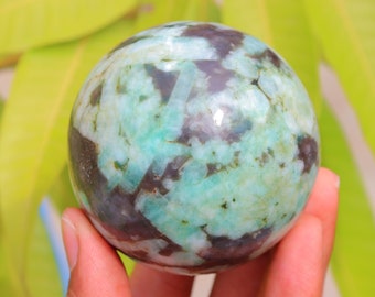 Rarest of Rare, 13.9oz Emerald Sphere, Natural Emerald Crystal, Emerald Crystal Sphere, Emerald Healing Ball, Emerald Heart, Emerald Stone.
