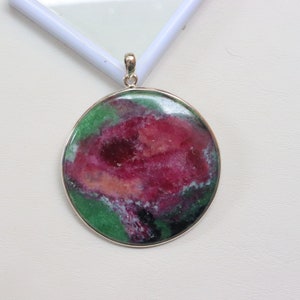 High Quality Ruby Zoisite Silver Pendant, 925 Sterling Silver Pendant, Natural Ruby Pendant Jewelry, Anniversary Gift, Handmade Pendant