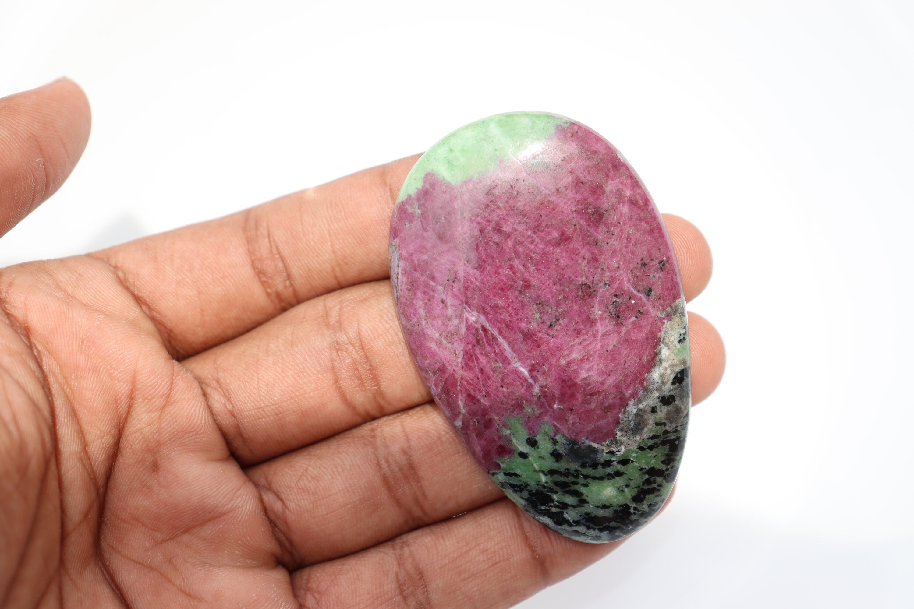 A+ Ruby Zoisite Cabochon | Worry Stone| Loose Gemstone