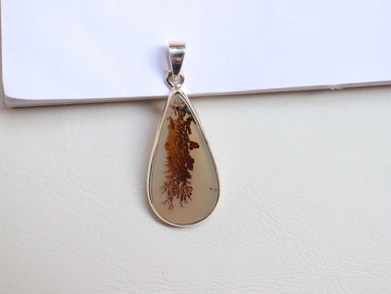 Scenic Dendrite Pendant, 925 Sterling Silver, Dendrite pendant, natural shazar dendrite pendant, Scenic Dendritic Agate jewelry Gift for her