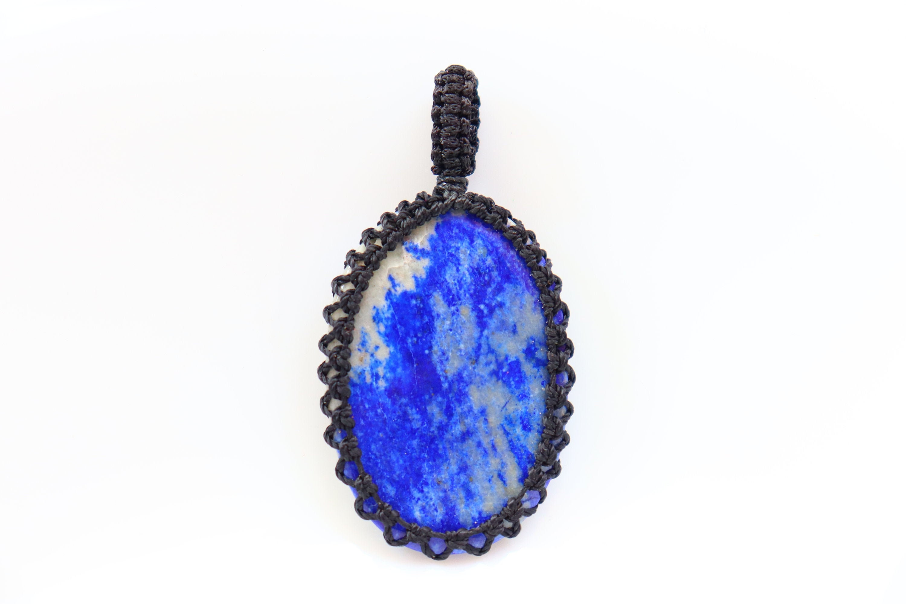 Lapis Lazuli Macrame Pendant, Lapis Lazuli Gemstone, Lapis