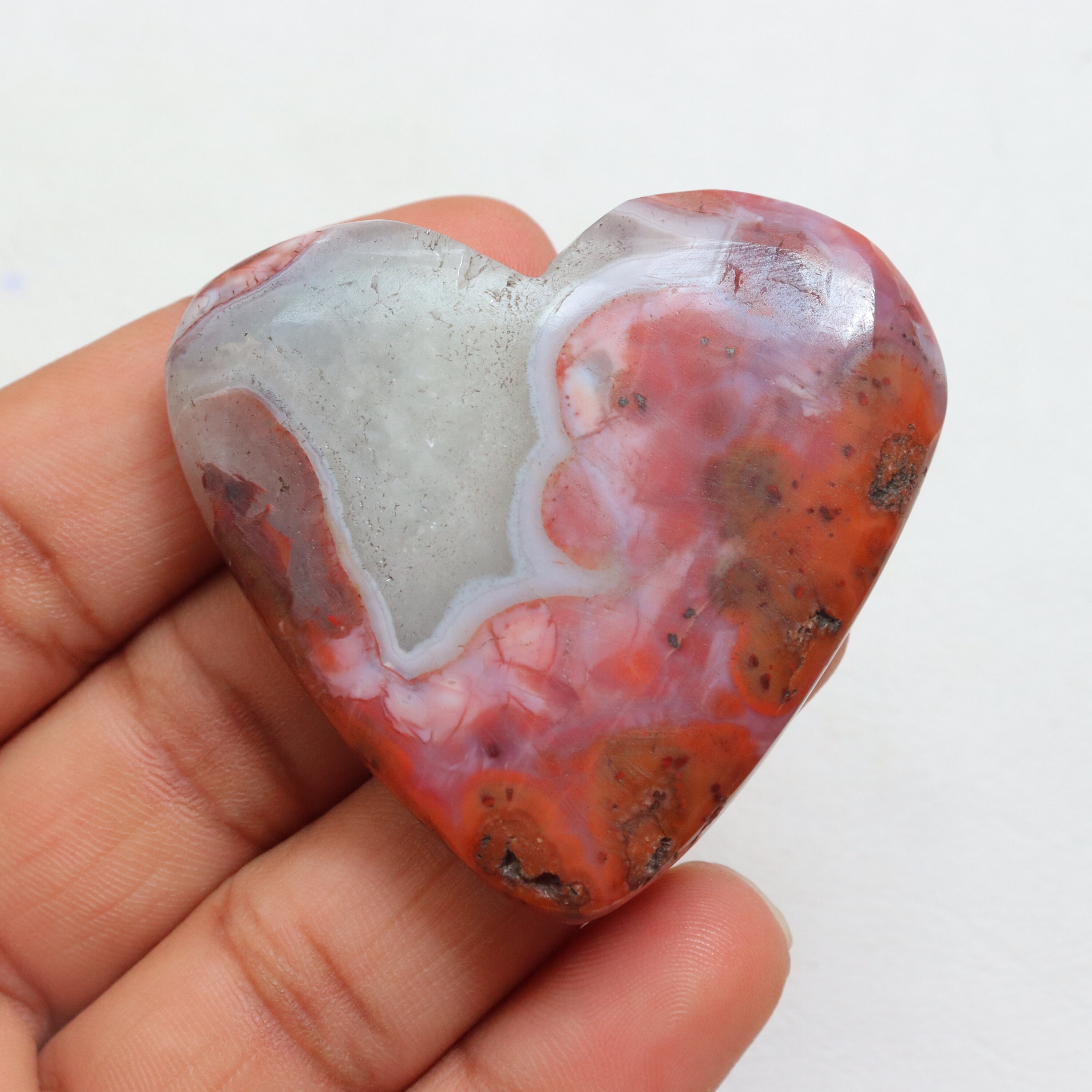 Designer Moroccan Agate Heartstone, Natural Moroccan Agate Heart