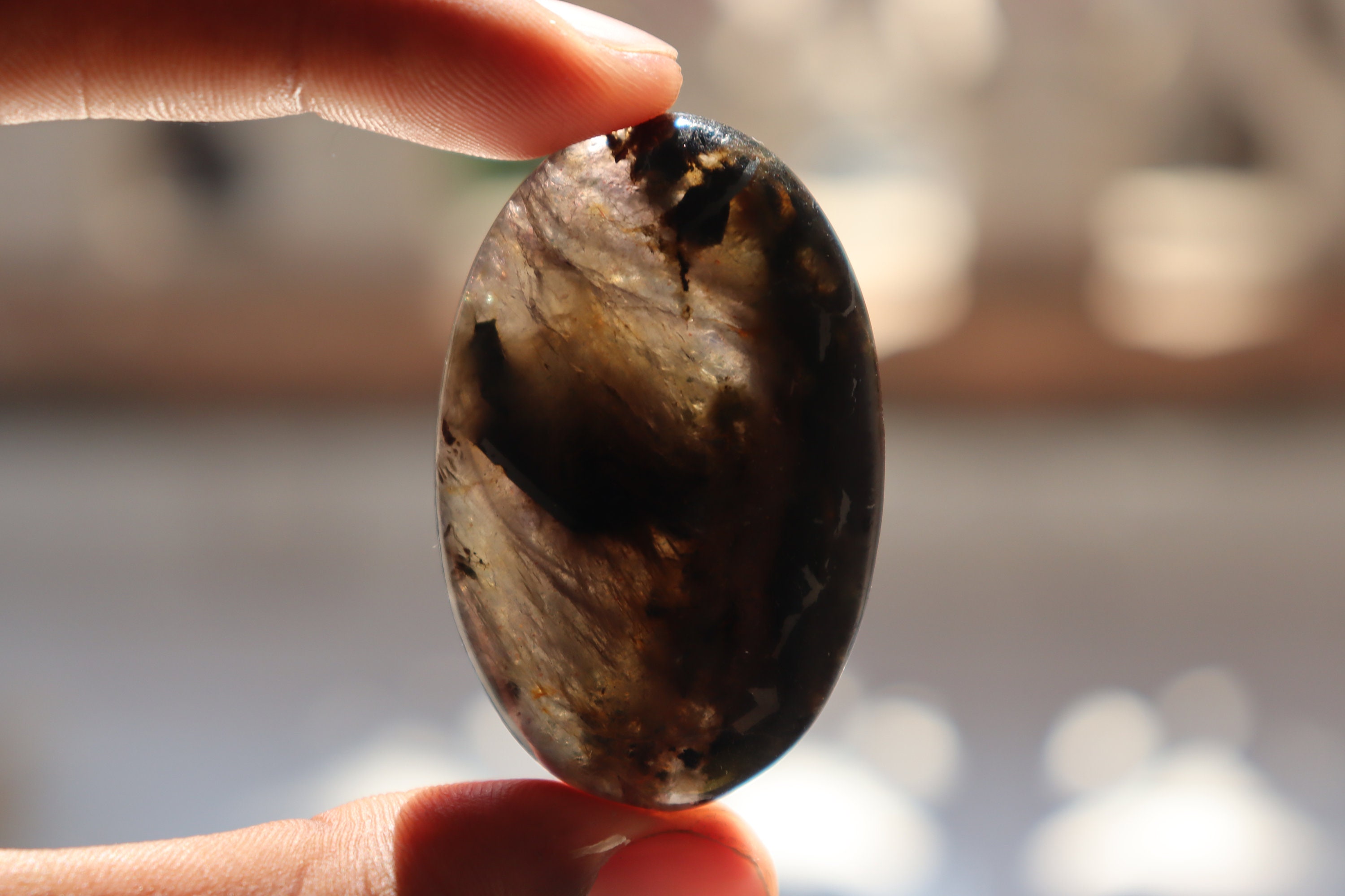 アイオライトサンストーンパームストーン、美しい天然アイオライト