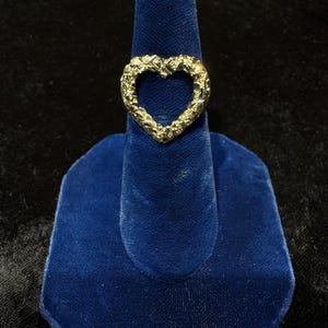 10K Solid Gold Classic Open Heart Nugget Women’s Ring | 10K Gold Heart Nugget Ring Trending Nugget Heart Ring | Perfect Jewelry Gift for Her