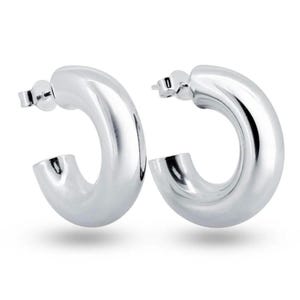 925 Sterling Silver Chunky Trending Hoop Earrings | Perfect Jewelry Gift for Her