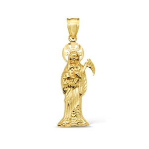 Pendiente de Santa Muerte en oro sólido de 14K