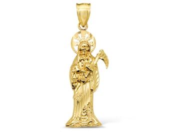 Pendiente de Santa Muerte en oro sólido de 14K