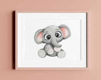 Kinderbild Elefant - hochwertiger Kunstdruck - Kinderzimmerbild, Kinderzimmer Dekoration – Tierposter- Kinderbilder