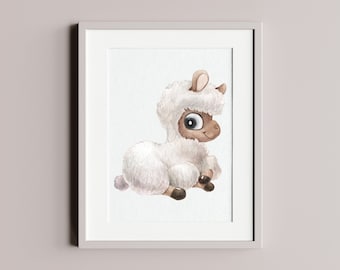 Nursery print Alpaka - high quality art print - children's room picture, children's room decoration - animal poster