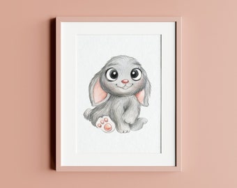 Nursery print bunny - high quality art print - children's room picture, children's room decoration - animal poster