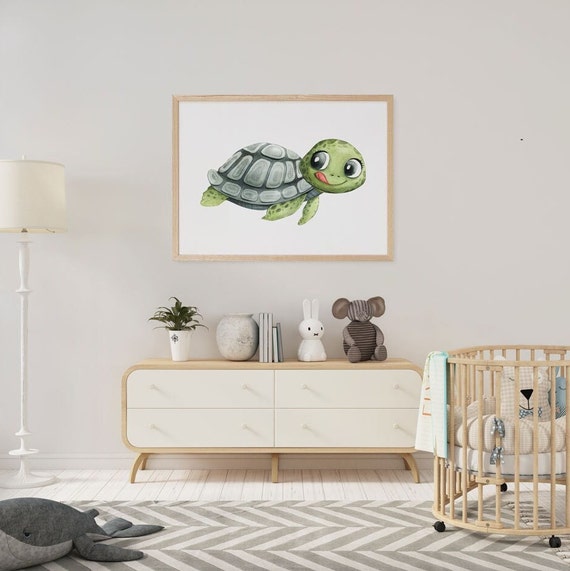 Art mural pour chambre d'enfant imprimé tortues jumelles, cadeau