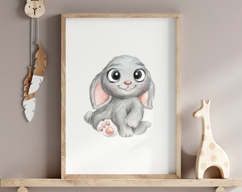 Nursery print bunny - high quality art print - children's room picture, children's room decoration - animal poster