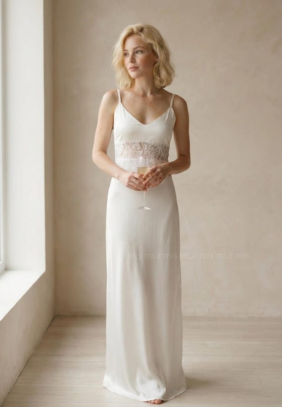 satin honeymoon dress Bridal Nightgown, Silk Satin Nightgown, Honeymoon Lingerie, Slip Dress Wedding, Bridal Nightdress, Silk Sleepwear, Bridal Lingerie