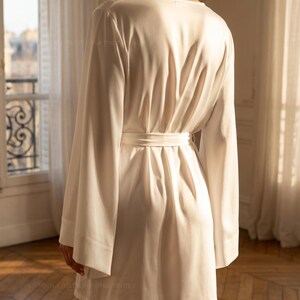 Black Satin Kimono Robe, Luxury Silk Robe for Women, Elegant Minimalist Lounge & Sleepwear, Gift for Her