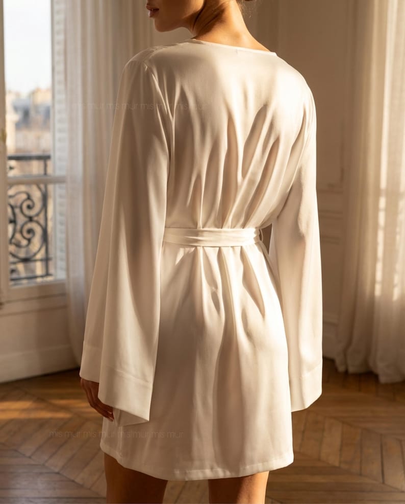 Black Satin Kimono Robe, Luxury Silk Robe for Women, Elegant Minimalist Lounge & Sleepwear, Gift for Her