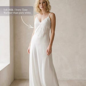 White Satin Bridal Slip Dress, Wedding Nightgown