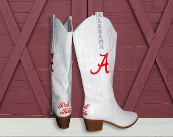 Botas vaqueras personalizadas para el día del partido universitario: ropa del equipo universitario