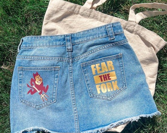 Custom College Gameday Denim Skirt, Handcrafted Spirit Wear
