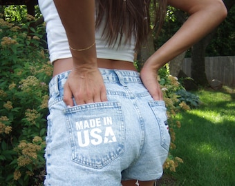 Gemaakt in de VS denimshort, outfit patriottische Amerikaanse vlag zomerfestival