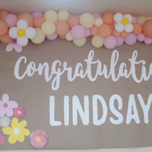 Striscione personalizzato dipinto a mano, cartello da parete per compleanno, baby shower, laurea, confraternita, striscione per feste, qualsiasi evento, fondale in carta Kraft