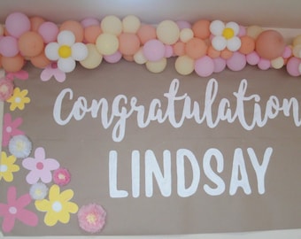 Personalized Hand Painted Banner, Wall sign for birthday, baby shower, graduation, sorority, party banner, any event, Kraft paper backdrop