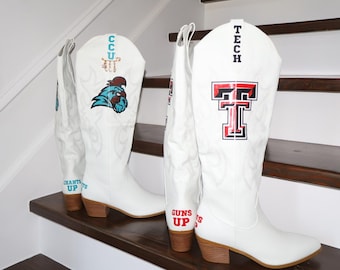 Botas vaqueras personalizadas para el día del partido universitario: Ropa de equipo universitario