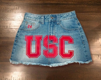 Custom College Gameday Denim Skirt, School Mascot Apparel (PREORDER, Ships after June 12th)