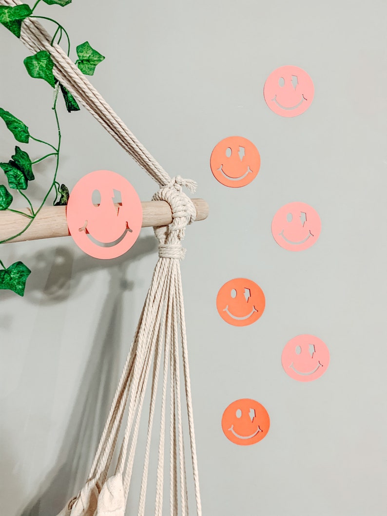 Pink Smiley Face preppy Room decor aesthetic/ wall / wallpaper / vsco / collage / photo wall / vines / dorm / bright / neutral /led 