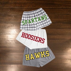 Benutzerdefinierte College-Pyjama karierte Shorts, Boxer, Urlaubskleidung, monogrammierte Pyjamas, Studentengeschenke, College-Weihnachtsgeschenke, College-Party