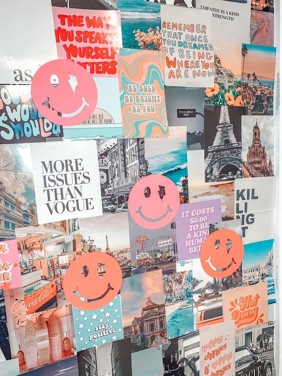 Pink Smiley Face Preppy Room Decor Aesthetic / Dorm Apartment Bedroom Hot  Pink Decor / Photo Wall Art Print Collage Kit / Teen College Girl - Etsy
