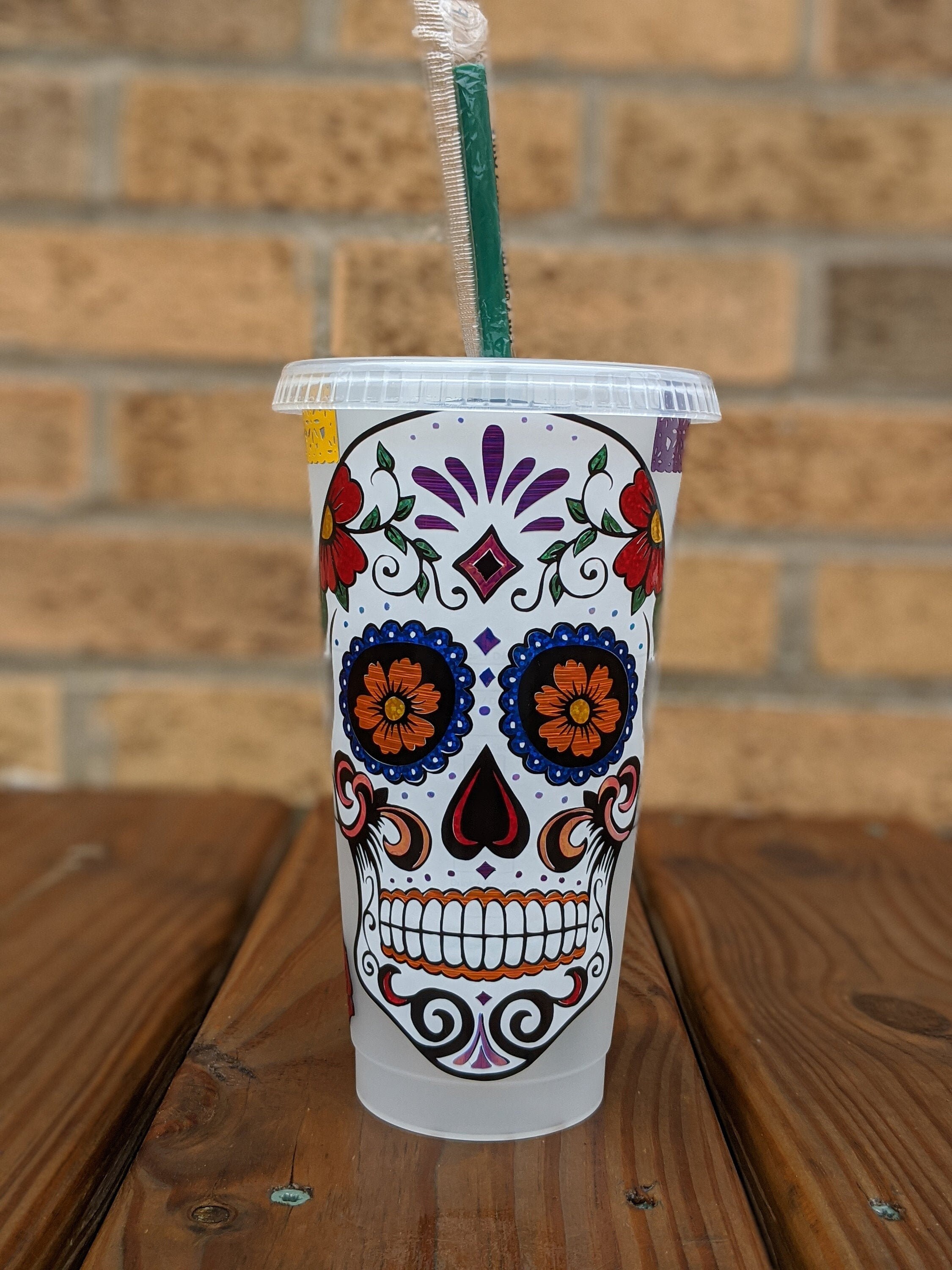 Sugar Skull Starbucks Cup Dia de los Muertos Cup Day of the Etsy