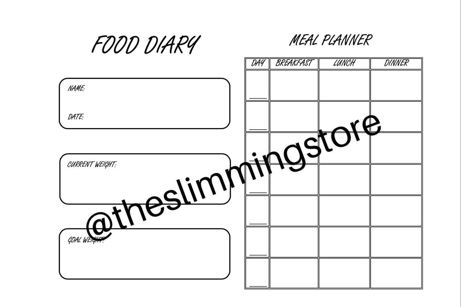 12 week Slimming World compatible printable food diary | Etsy