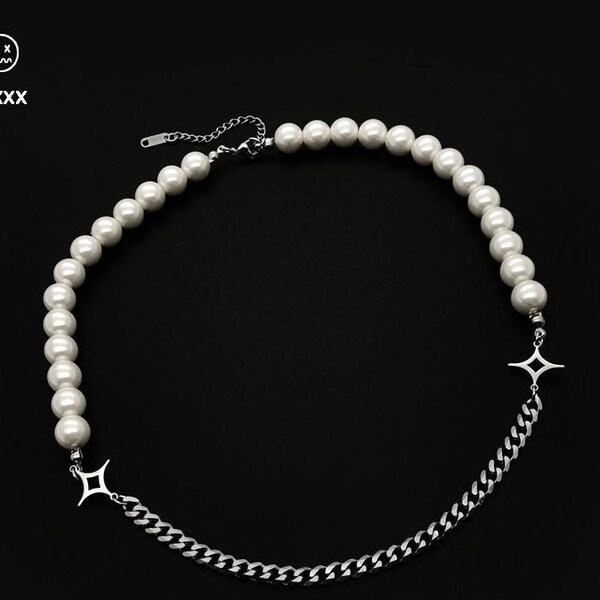 Pearl Star Necklace Cuban Chain Necklace