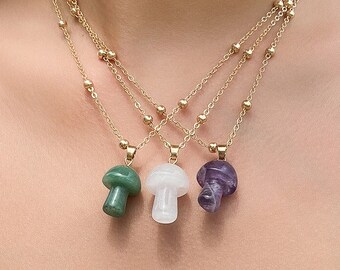 Mushroom Gem Stone Charm Bracelet