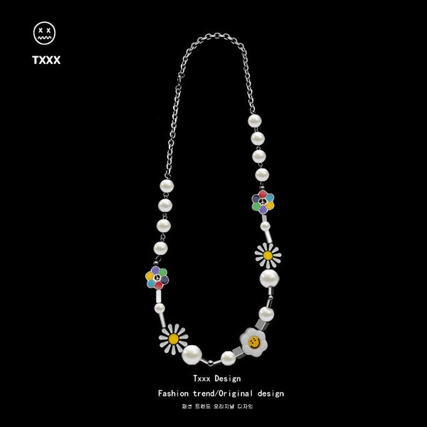 Peace & Flowers Charm Choker Chain Necklace