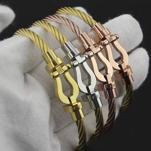 Horseshoe Magnet Buckle Bracelet, Stainless Steel, Rope Wire Titanium, Unisex Jewelry image 3