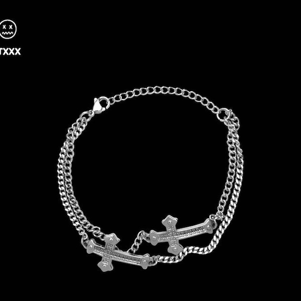 Cross Chain Link Bracelet