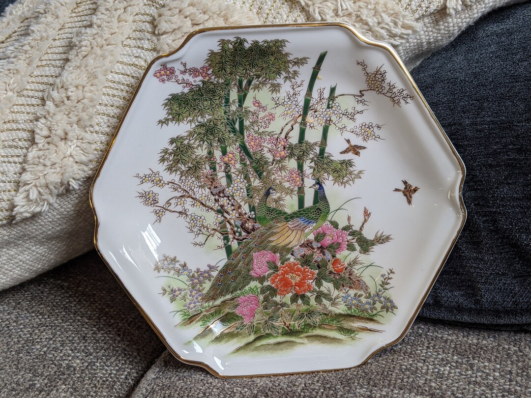 Japan Yamaji 7 Decorative Plate With Peacocks and Etsy